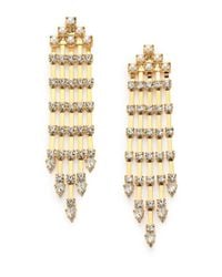 DANNIJO | Metallic Riles Crystal & Faux Pearl Fringe Earrings | Lyst