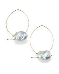 Mizuki | Blue Sea Of Beauty 12Mm Keshi Grey Baroque Pearl & 14K Yellow Gold Marquee Earrings | Lyst