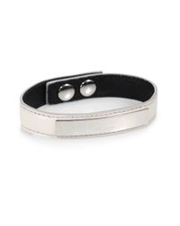 Saint Laurent | Metallic Signature Plaque Leather Bracelet/silvertone | Lyst