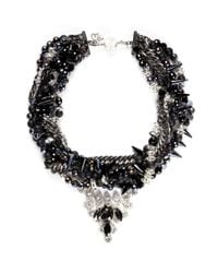 Assad Mounser | Black Crystal Pendant Multi-strand Bead Necklace | Lyst