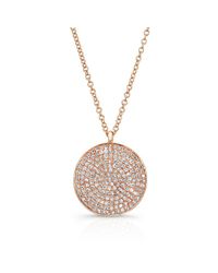 Anne Sisteron - Pink 14kt Rose Gold Diamond Disc Necklace - Lyst