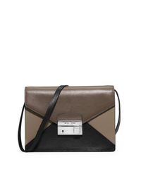 Michael Kors | Gray Gia Colorblock Leather Clutch | Lyst