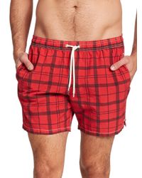 Barbour | Red John Plaid Swim Trunks for Men | Lyst