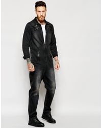 black denim boilersuit