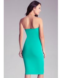 bebe midi strapless solid dress