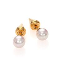 Majorica | Metallic 8mm White Pearl Spike Double-sided Earrings | Lyst