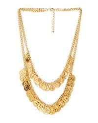layered coin forever necklace welltraveled metallic gold