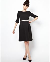 Lyst Orla Kiely Flared Sleeve Dress In Textured Jacquard Fabric Orla Kiely