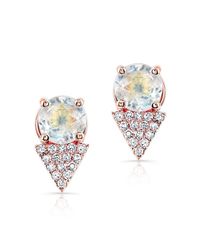 Anne Sisteron - Pink 14kt Rose Gold Moonstone Diamond Maddie Stud Earrings - Lyst