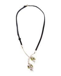 Marni | Brown Floral Rhinestone Necklace | Lyst