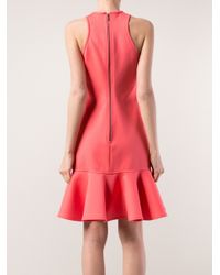 red dress with ruffle bottom