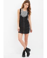 black zip up overall dress