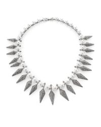 Kenneth Jay Lane | Metallic Pavé Spike & Faux Pearl Necklace | Lyst