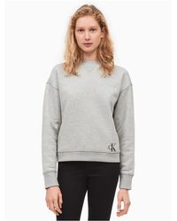 Calvin Klein Gray Monogram Logo Cropped Sweatshirt