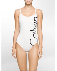 calvin klein white one piece swimsuit