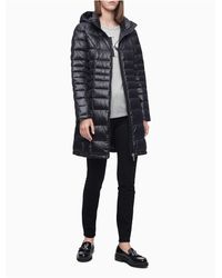 calvin klein long black puffer coat
