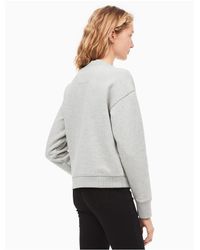 Calvin Klein Gray Monogram Logo Cropped Sweatshirt