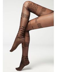 Collant velati 20 denari books flockCalzedonia in Cotone di colore Nero |  Lyst