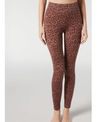 Leggings active animalier di Calzedonia in Marrone | Lyst