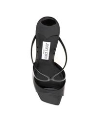 Jimmy Choo Patent Leather Anise 75 Sandals in Black (Black) (Black 