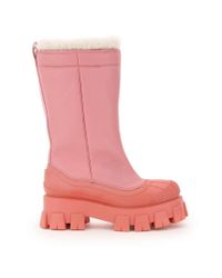 prada boots white and pink