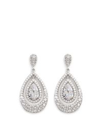 CZ by Kenneth Jay Lane | Metallic Pear Cut Cubic Zirconia Layer Drop Earrings | Lyst