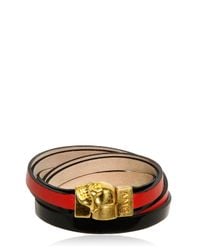 Alexander McQueen | Red Skull Multi Rows Leather Bracelet | Lyst