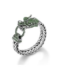 John Hardy | Green Dragon Head Bracelet On Large Rectangular Chain | Lyst