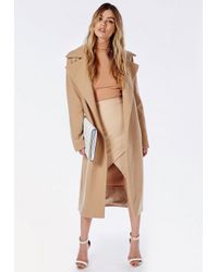 Missguided High Neck Ribbed Jersey Sleeveless Crop Top Camel In Natural Lyst