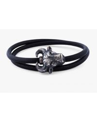 Tateossian - Bull Head Bracelet In Black Leather And Silver for Men - Lyst