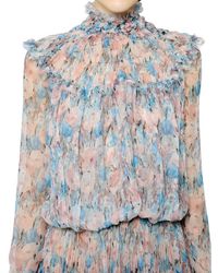 Nina Ricci | Multicolor Silk Chiffon Floral Blouse Shirt | Lyst