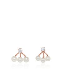Fallon | Metallic Triple Pearl Ear Jackets | Lyst