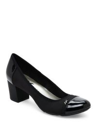 Ak Anne Klein Black Glammer Block Heel Pumps