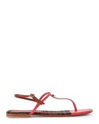 Fendi Black Coral & Tobacco Two-Tone Flat Sandals