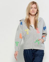 Adidas By Stella McCartney Gray Letter Print Full-zip Hoodie