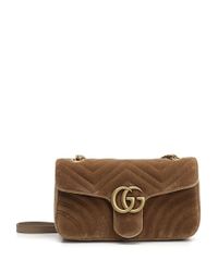 Gucci GG Marmont Velvet Small Shoulder Bag in Beige (Natural) | Lyst