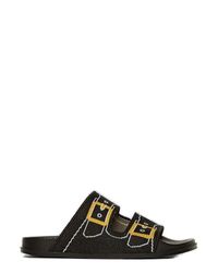 Marni Rubber Two-strap Trompe Jacquard Slides in Black | Lyst
