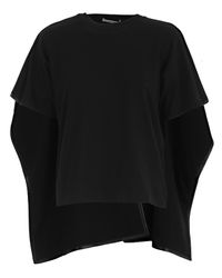 Celine Cotton Cape T-shirt in Black - Lyst