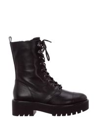 bryce leather and logo platform combat boot