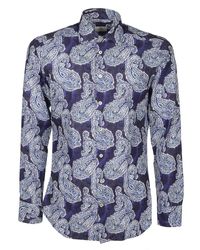 Etro Blue Paisley Print Long-sleeve Shirt for men