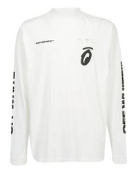 Off White C O Virgil Abloh Cotton Long Sleeve Split Half Tone Arrows Mock Neck Tee In White For Men Lyst
