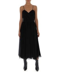 Max Mara Black Silk Gorgette Dress