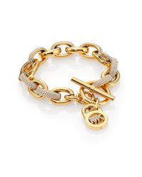 Michael Kors | Metallic Fulton PavÉ Signature Padlock Toggle Bracelet | Lyst