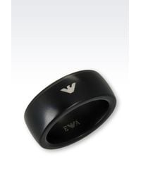 Emporio Armani | Black Steel Ring for Men | Lyst
