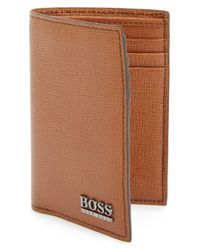 BOSS by Hugo Boss &#39;mygal&#39; Vertical Bifold Leather Wallet in Cognac (Brown) for Men - Lyst