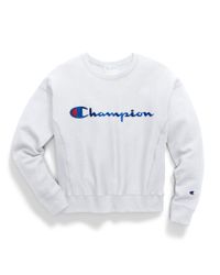Champion White Life® Reverse Weave® Crew, Chain Stitch Logo