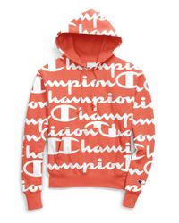 champion reverse weave hoodie all over log