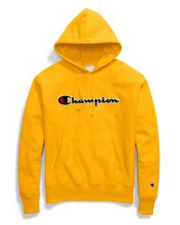 Champion hoodie mens yellow Clearance