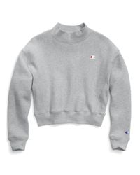 Reverse Weave Mock Neck Crop Crew 2024 favors