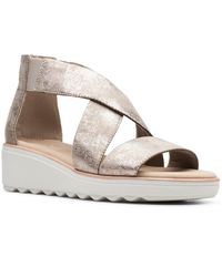 clarks silver wedge sandals
